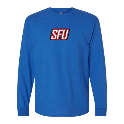 Men's Saint Francis Red Flash Logo Gildan Heavy Cotton Long Sleeve T-Shirt