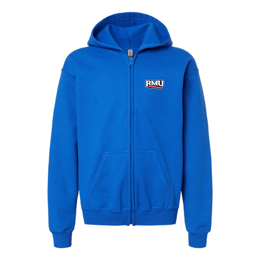 Gildan Heavy Blend Youth Robert Morris Colonials Logo Full Zip Hooded Sweatshirt