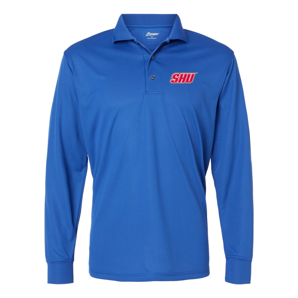 Men's Sacred Heart Pioneers Logo Paragon Prescott Long Sleeve Polo