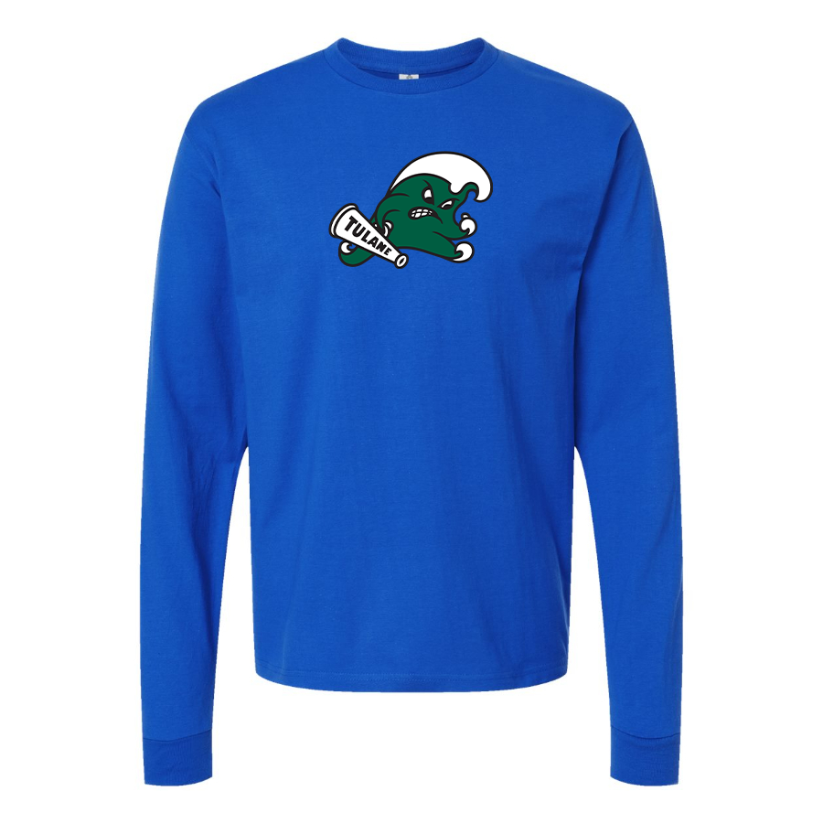 Men's Tulane Green Wave Logo  Cotton Long Sleeve T-Shirt
