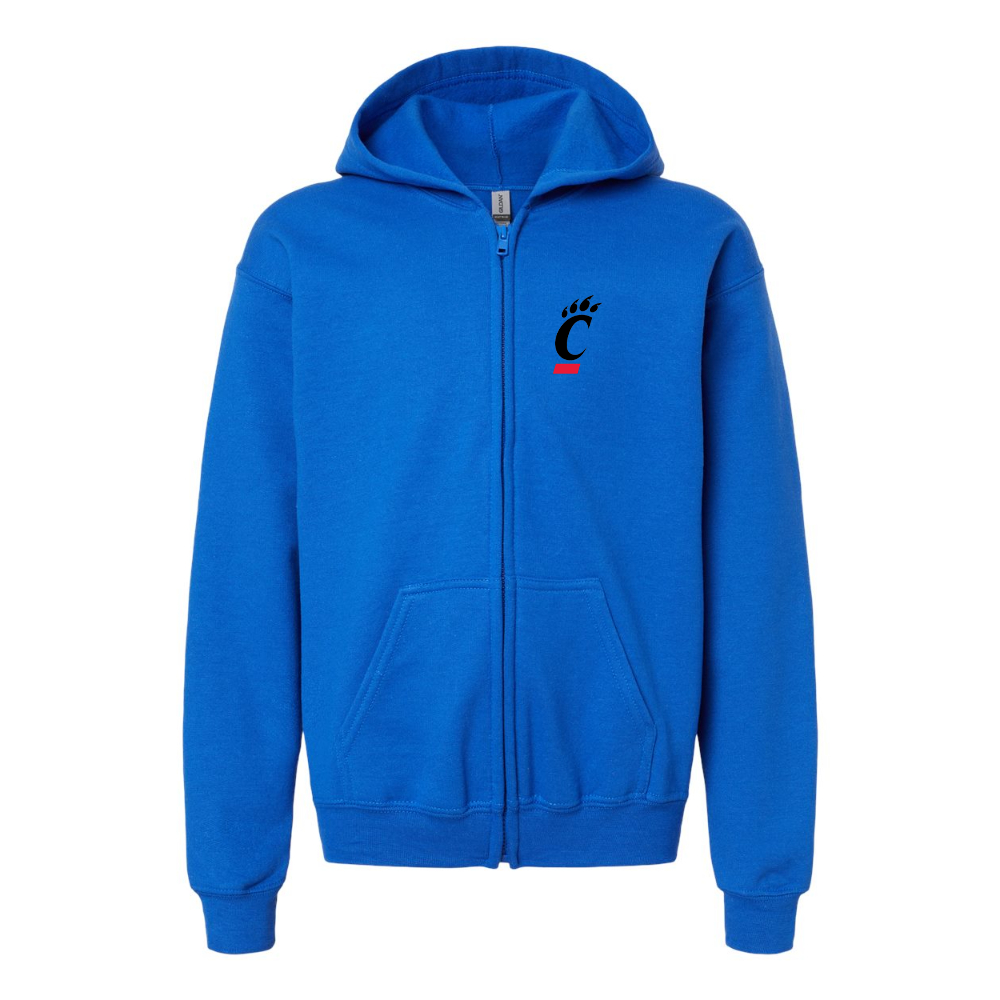 Youth Cincinnati Bearcats Gildan Heavy Blend Full Zip Hooded Sweatshirt