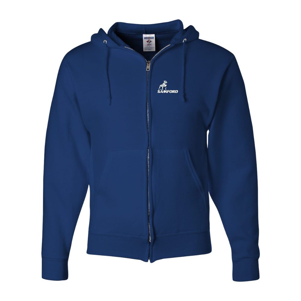 Men's Samford Bulldogs Logo JERZEES NuBlend Full-Zip Hooded Sweatshirt