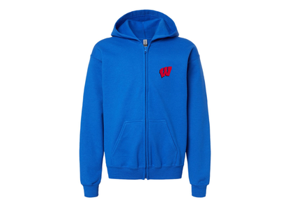 Gildan Heavy Blend Youth Wisconsin Badgers Full Zip Hooded Sweatshirt