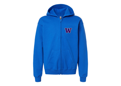 Gildan Heavy Blend Youth Washington Huskies Full Zip Hooded Sweatshirt