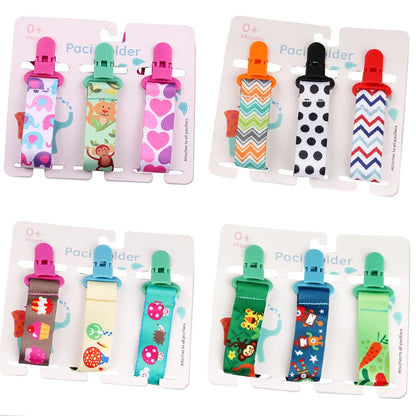 Adjustable Baby Pacifier Clips with Fun Patterns and Secure Attachment for Keeping Pacifiers Clean and Accessible