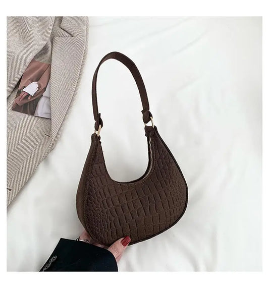 Elegant Croc-Embossed Hobo Bag with Curved Silhouette and Top Handle