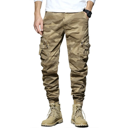 Men's Lightweight Cargo Pants with Elastic Waist and Multiple Pockets for Casual Wear