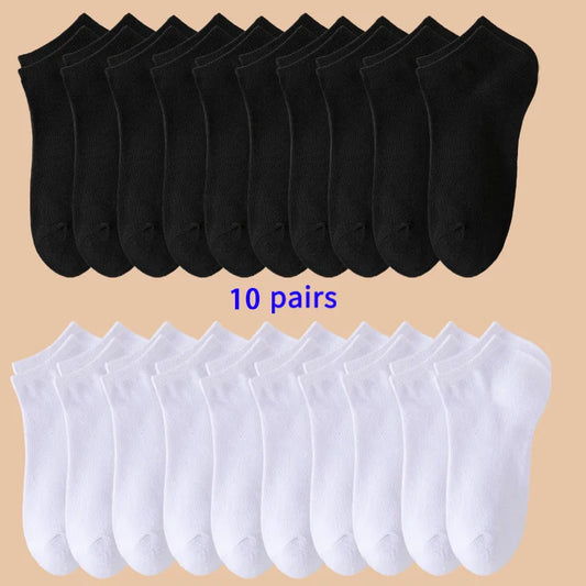 10 Pairs of Low-Cut Ankle Socks with Soft and Breathable Fabric, Ideal for Everyday Wear and Athletic Activities