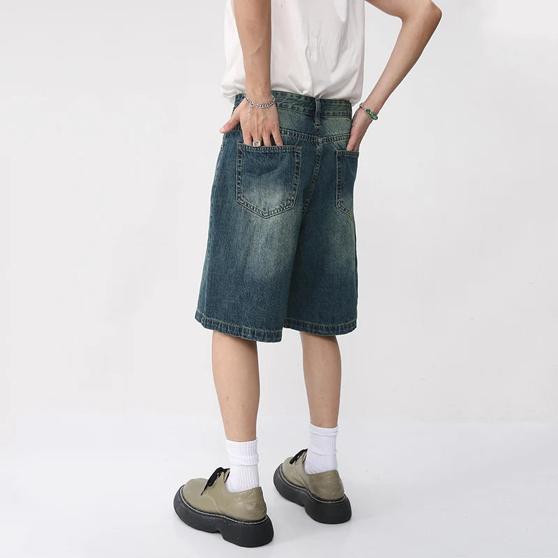 Men's Loose-Fit Denim Shorts with Classic Five-Pocket Design