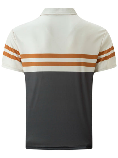 Men's Short Sleeve Polo Shirt with Horizontal Stripe Design and Button Placket for Casual Wear