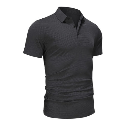 Men's Slim Fit Polo Shirt with Textured Fabric and Button Placket for a Stylish and Modern Casual