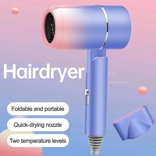 Compact Foldable Hair Dryer with Quick-Drying Nozzle and Adjustable Temperature Settings