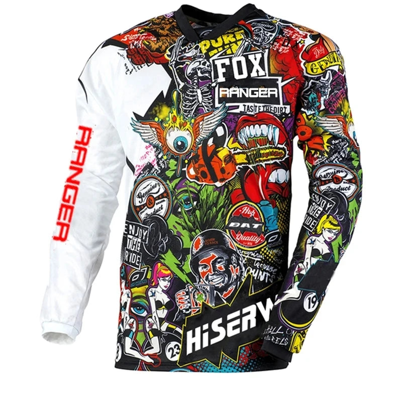 Men's Long Sleeve Motocross Jerseys with Breathable Fabric and Bold Graphic Prints for Off-Road Racing and Outdoor Sports