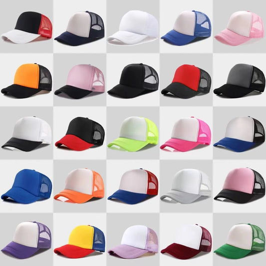 Mesh-Back Trucker Hat with Adjustable Snapback Closure, Available in a Variety of Color Combinations for Customizable Casual Style