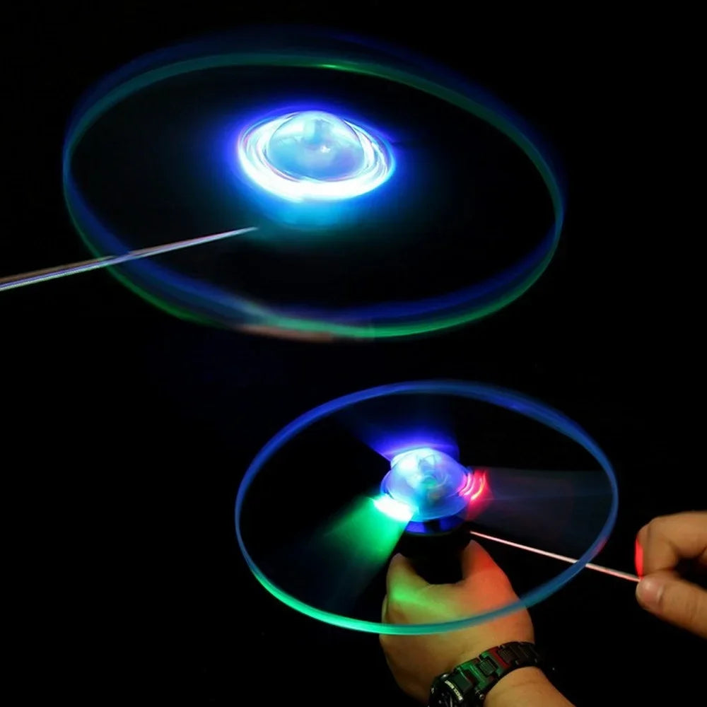 Hand-Powered LED Light-Up Flying Saucer Toy, Interactive Spinning Disc with Glowing Lights, Fun Outdoor and Indoor Play for Kids and Adults, Easy to Launch and Soar High in the Dark, Ideal for Nighttime Activities and Parties