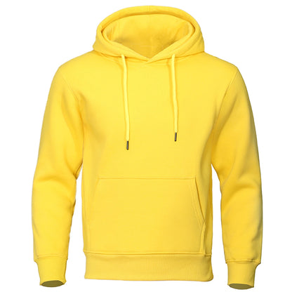 Men's Basic Pullover Hoodie with Adjustable Drawstring and Front Kangaroo Pocket