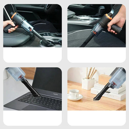 Portable Handheld Vacuum Cleaner with 6000PA Strong Suction, Compact Design, and Multiple Attachments for Car and Home Cleaning