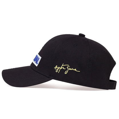 Embroidered Logo Baseball Cap with Signature Detail and Adjustable Strap for Casual and Sportswear