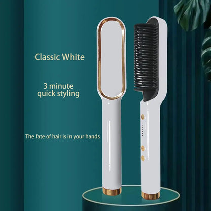 Professional Hair Straightening Brush with Ionic Technology and Adjustable Heat Settings for Smooth, Frizz-Free Hair Styling