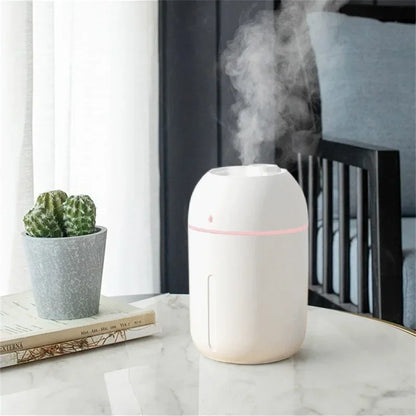 Compact Ultrasonic Humidifier with 330ML Capacity and LED Night Light for Comfortable Sleep and Relaxing Atmosphere