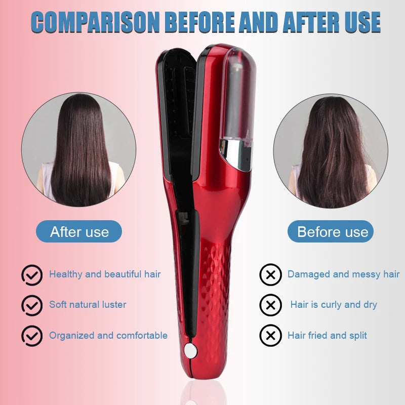 2-in-1 Hair Straightener and Split End Trimmer with Type-C Charging, LED Work Lamp, and Safety Features for Healthy, Silky Hair