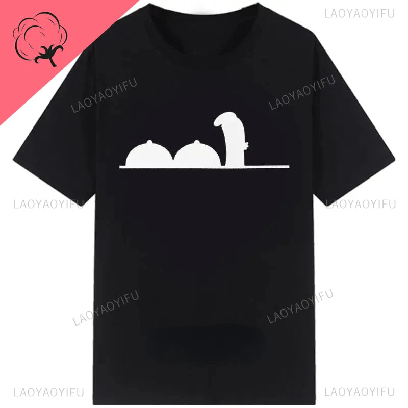 Men's Short Sleeve T-Shirt with Abstract Graphic Print and Minimalist Design for Casual and Streetwear Fashion