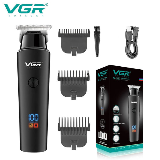 VGR Professional Hair Trimmer with LED Display, USB Charging, and Multiple Guide Combs for Precision Hair Cutting and Grooming