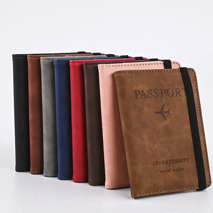 Premium Leather Passport Cover with Elastic Band, Charm Eternity Travel Wallet for Secure and Stylish Document Protection