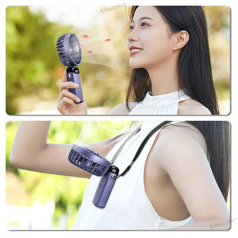 Portable Handheld Fan with Digital Display, Aromatherapy Function, Ultra-Silent Operation, and High Wind Power for Personal Cooling