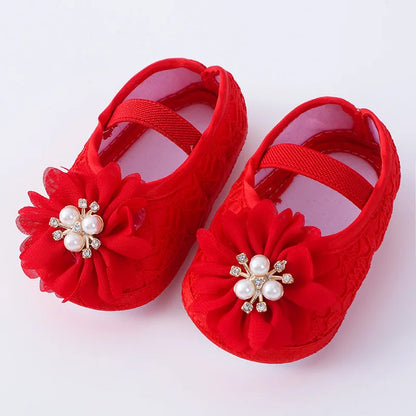 Soft Baby Mary Jane Flats with Large Bow Detail and Elastic Strap for Secure Fit