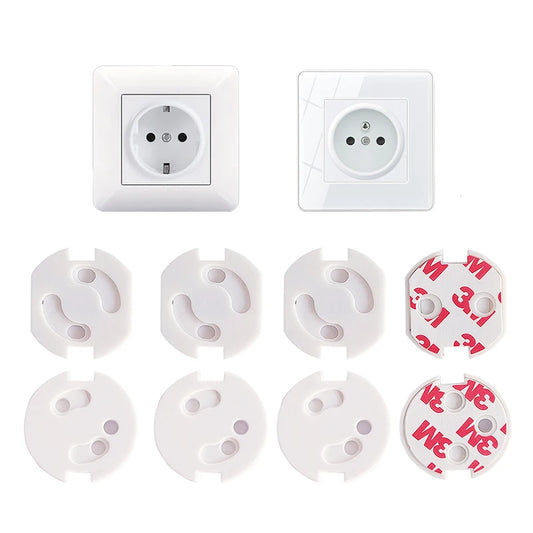 Childproof Outlet Covers with Safety Lock Mechanism for Electrical Sockets, 6-Pack, Easy Installation with Adhesive Backing, Ideal for Baby Proofing Your Home.