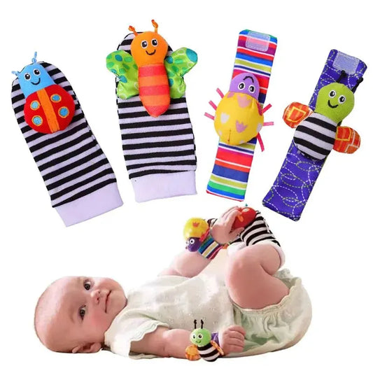 Baby Foot Finders and Wrist Rattles with Cute Animal Designs for Sensory Development