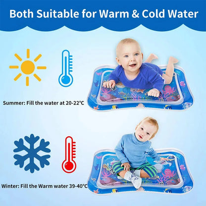 Inflatable Baby Water Play Mat with Sea Animal Design for Sensory and Tummy Time Activities