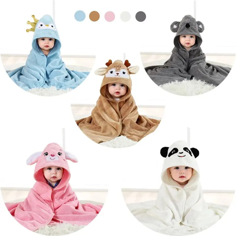 Adorable Hooded Baby Bath Towel with Cute Animal Design, Soft and Absorbent Material, Perfect for Keeping Your Little One Warm and Cozy After Bath Time