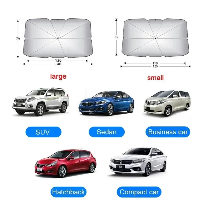 Foldable Car Windshield Sunshade Umbrella with UV Protection and Heat Insulation, Easy to Store and Install for Maximum Interior Protection from Sunlight