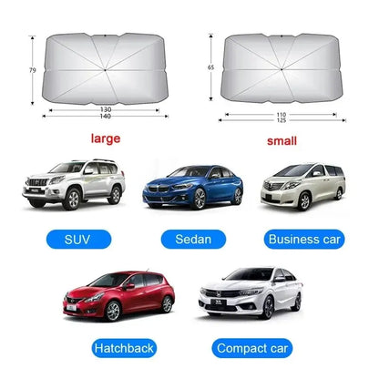 Foldable Car Windshield Sunshade Umbrella with UV Protection and Heat Insulation, Easy to Store and Install for Maximum Interior Protection from Sunlight