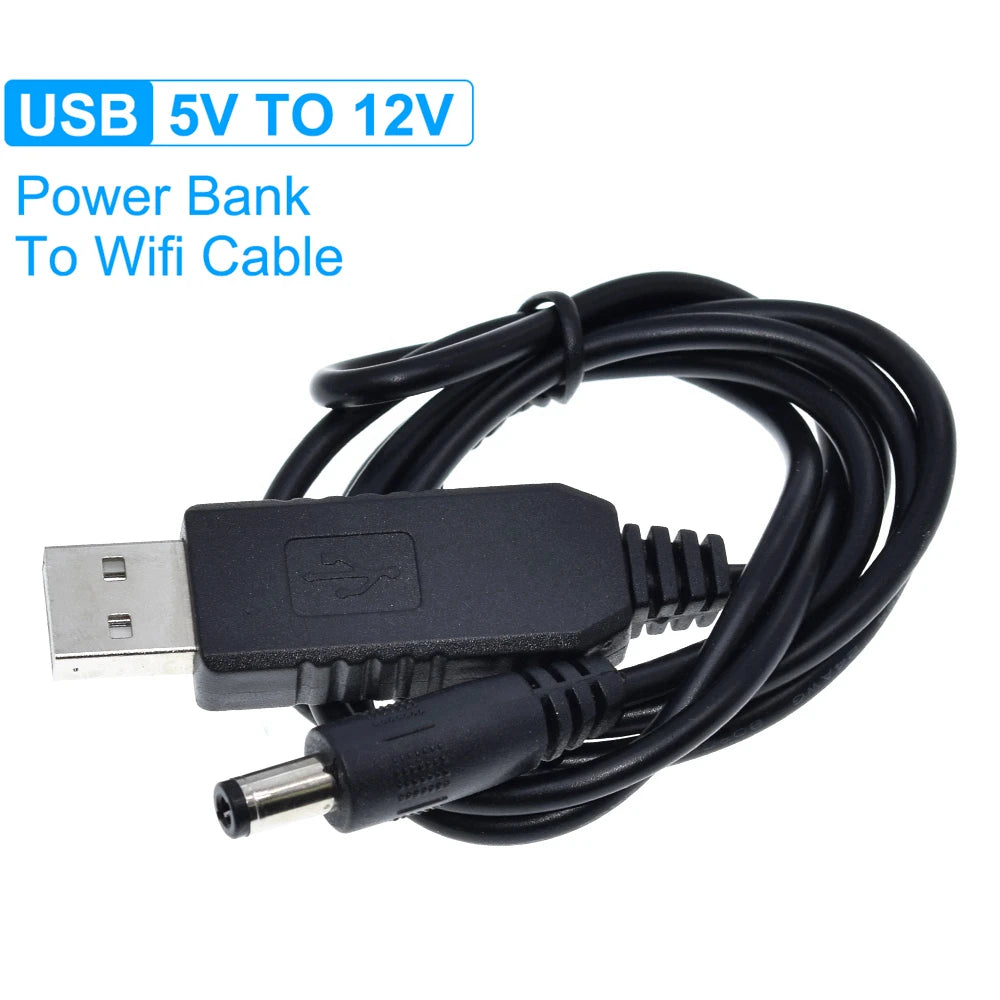 USB 5V to 12V Power Converter Cable, Ideal for Connecting Power Banks to WiFi Routers and Other 12V Devices