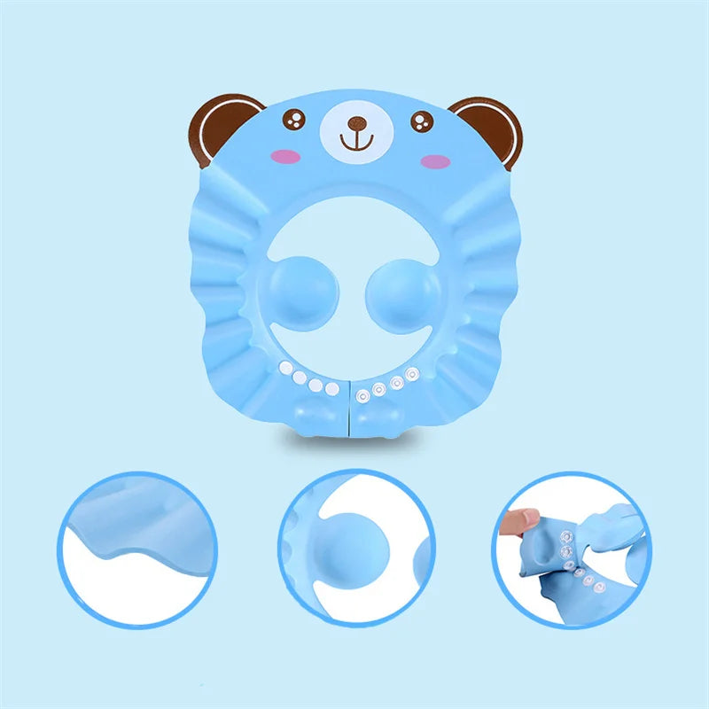 Adjustable Baby Shower Cap with Ear Protection and Fun Animal Design, Prevents Water and Shampoo from Getting into Eyes and Ears, Comfortable and Safe for Bath Time