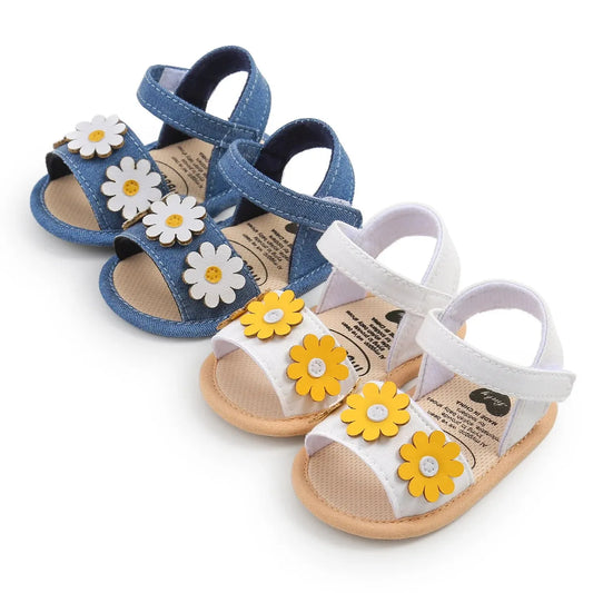 Adorable Baby Girl Sandals with Floral Accents and Adjustable Straps for Summer Wear