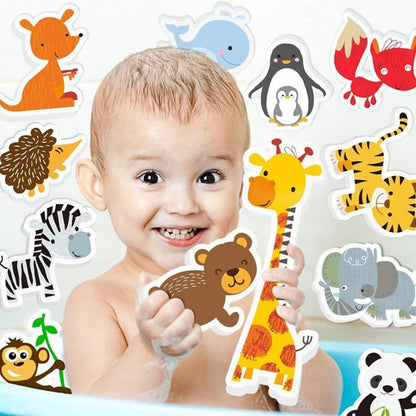 Foam Animal Bath Stickers Set, Fun and Educational Wall Clings for Kids, Interactive and Waterproof Bathtime Learning Toy, Easy to Attach and Remove