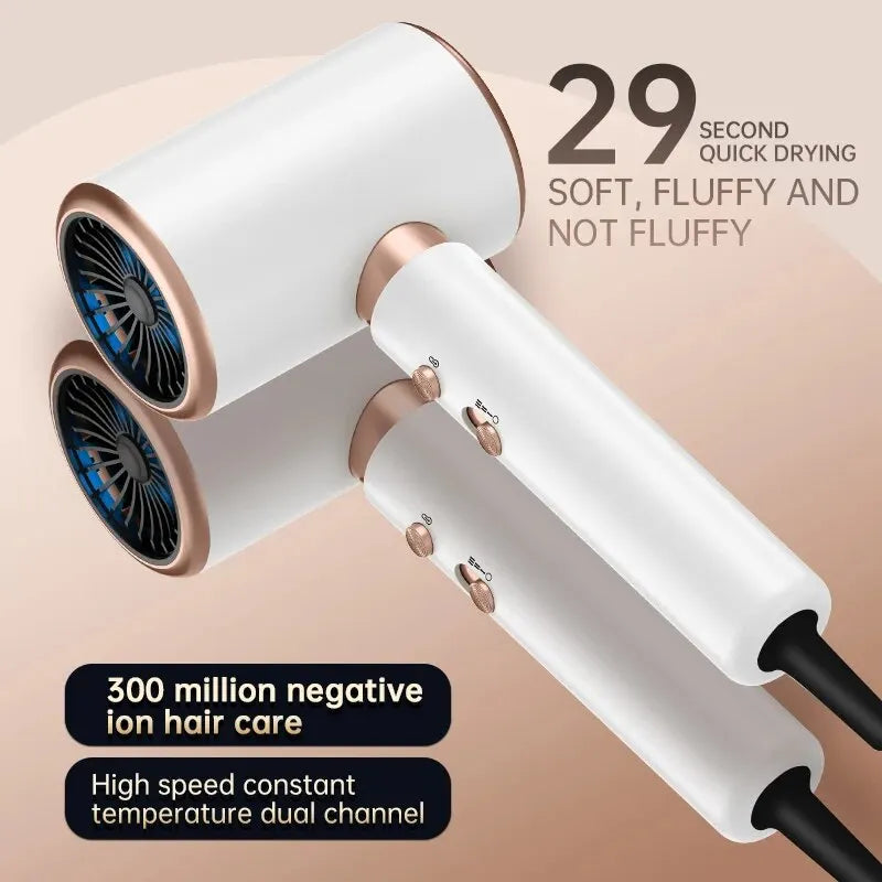 2000W High-Speed Hair Dryer with Turbine Motor, 300 Million Negative Ions for Hair Care, and Dual Channel Constant Temperature Technology for Fast and Effective Drying