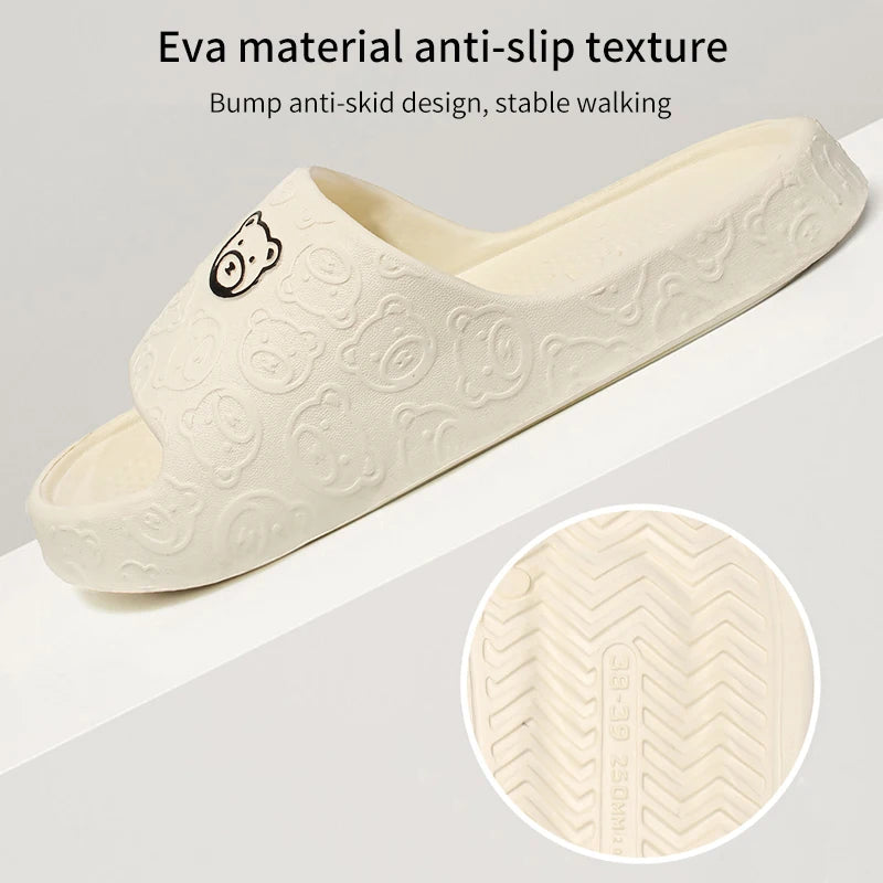 Comfortable Soft Rebound Deodorizing Slippers with Embossed Cartoon Design and Anti-Slip Sole for Indoor and Outdoor Use