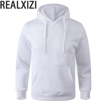 REALXIZI Men's Basic Pullover Hoodie with Adjustable Drawstring and Kangaroo Pocket, Ideal for Casual and Sporty Wear