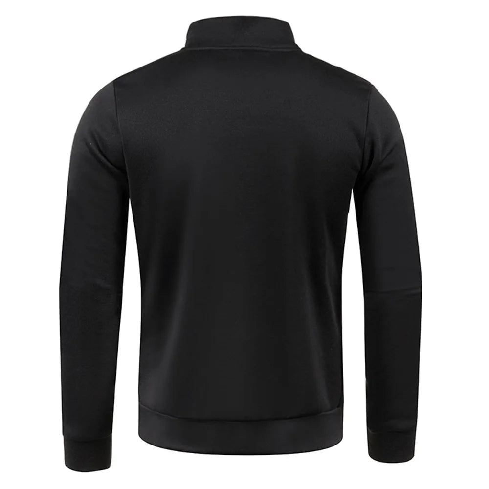 Men's Stylish Quarter-Zip Sweatshirt with Soft Fabric, Leather Patch, and Versatile Design