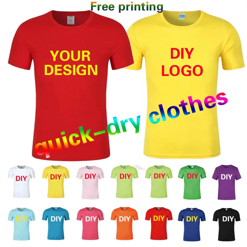 Custom Quick-Dry T-Shirts with Free Logo and Design Printing for DIY Personalization