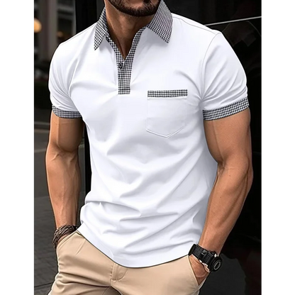 Men's Tactical Short Sleeve Polo Shirt with Shoulder Pocket and Chest Zipper Detail