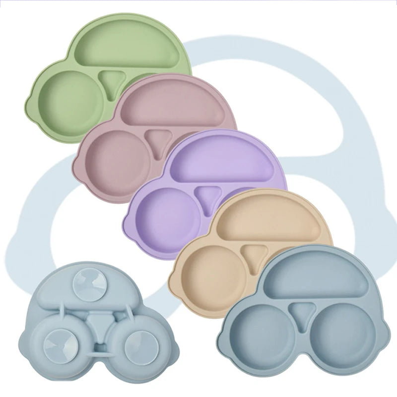 Silicone Baby Plates with Suction Base and Divided Compartments for Easy and Mess-Free Feeding