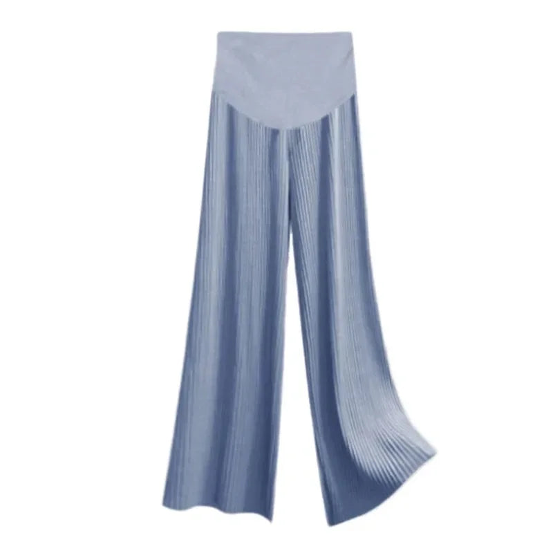 Wide-Leg Maternity Pants with Elastic High Waistband and Flowing Design for Comfortable Everyday Wear