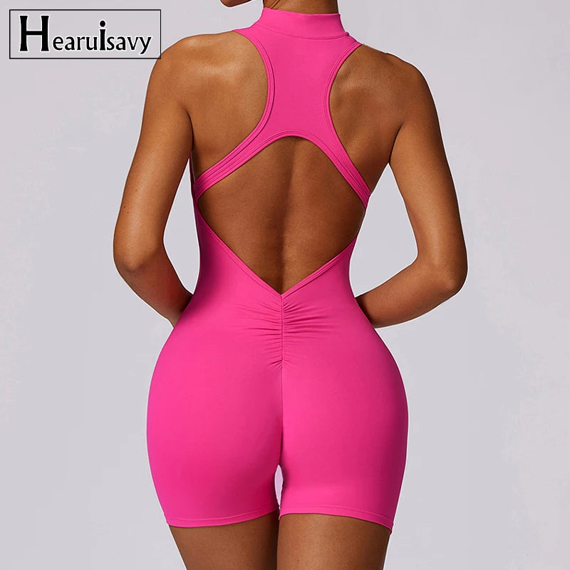 Backless High-Neck Yoga Romper for Women