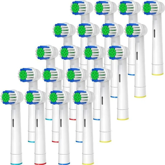 Pack of 20 Replacement Brush Heads for Electric Toothbrush with Soft Bristles and Compatible Design for Comprehensive Oral Care